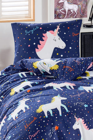 Junior Duvet Cover Set Single Magicunicorn Navy