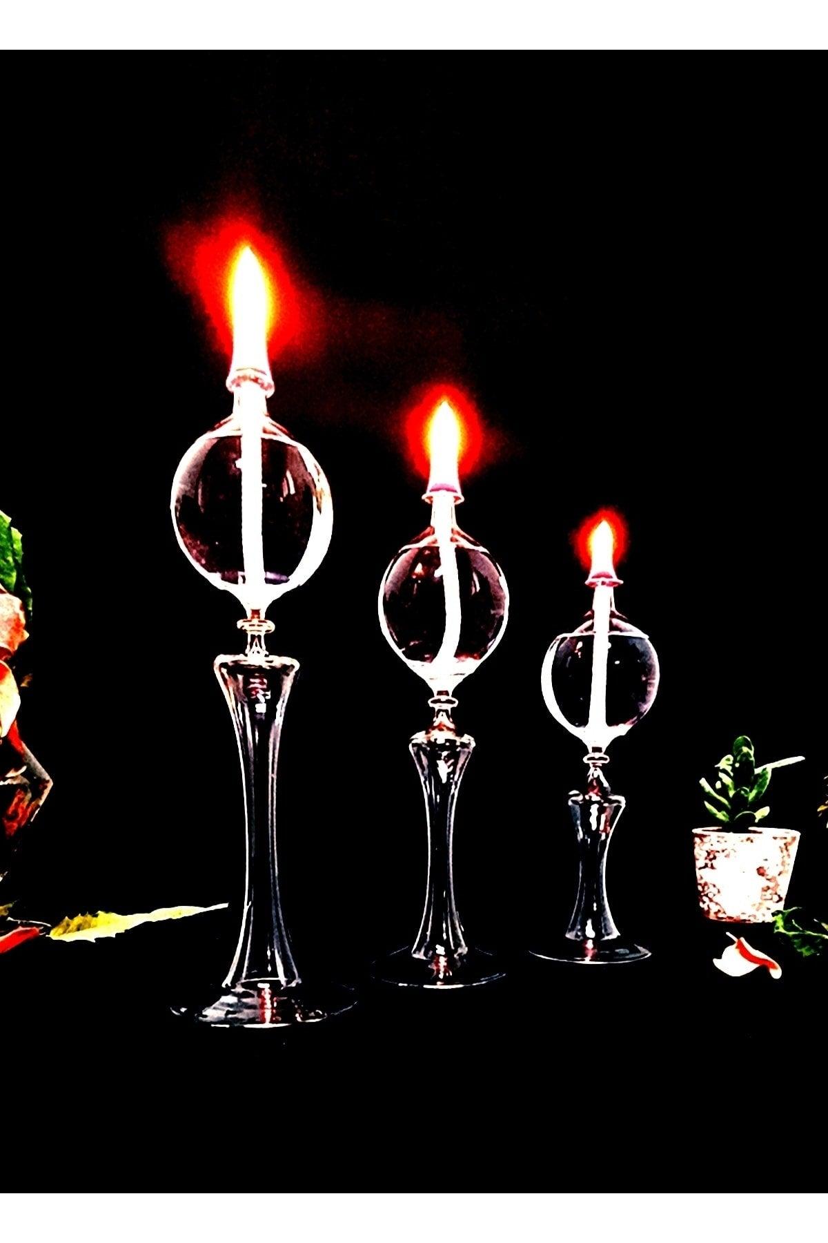 Foot Drops Candlestick Glass Oil Lamp Set of 3 + Oil Lamp - Swordslife