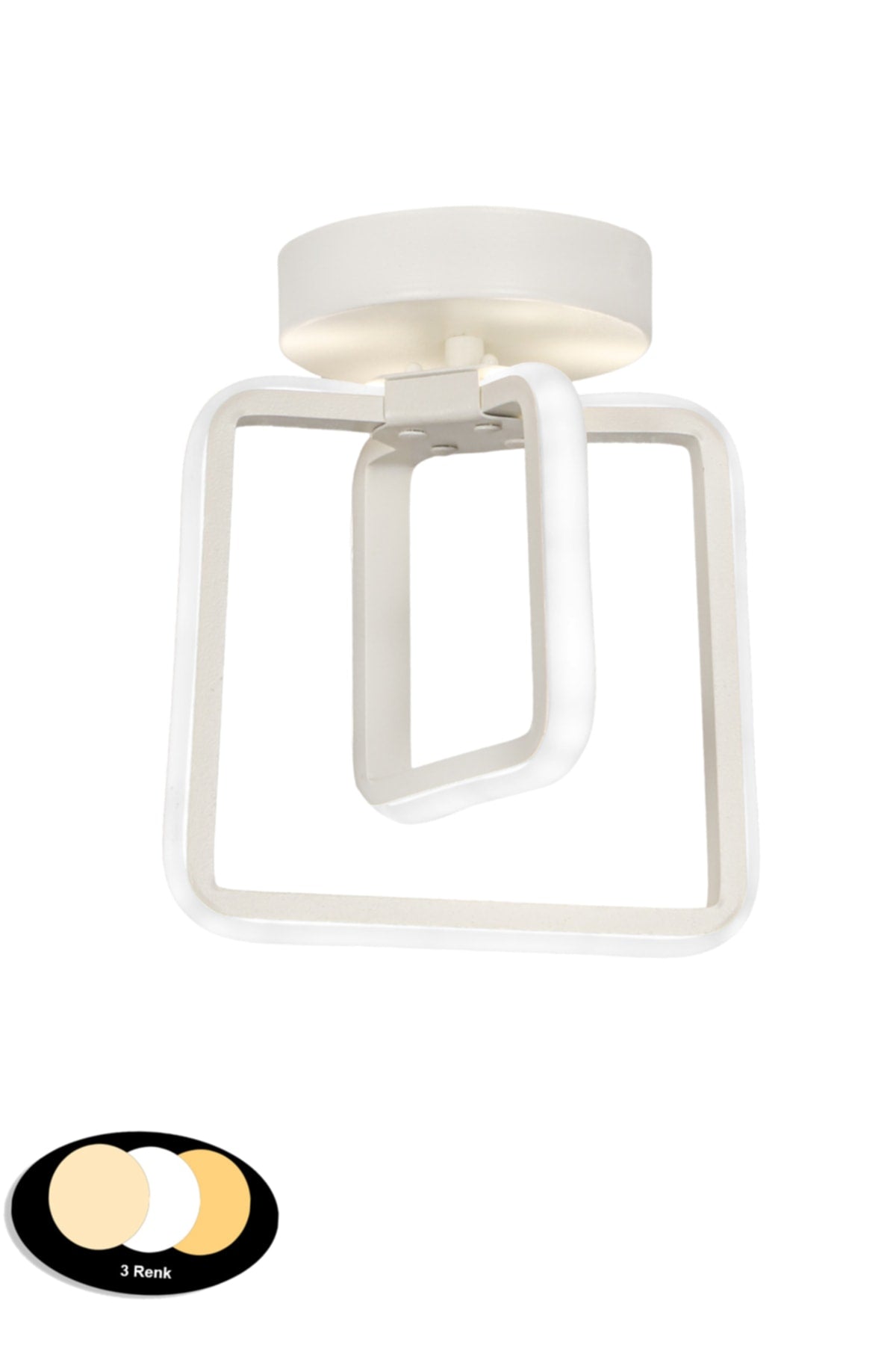 Spacious 3 Color Led Ceiling Mount Single Chandelier White