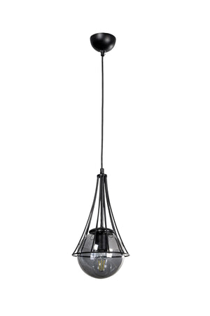 Lapis Single Black-Smoked Glop Glass Chandelier