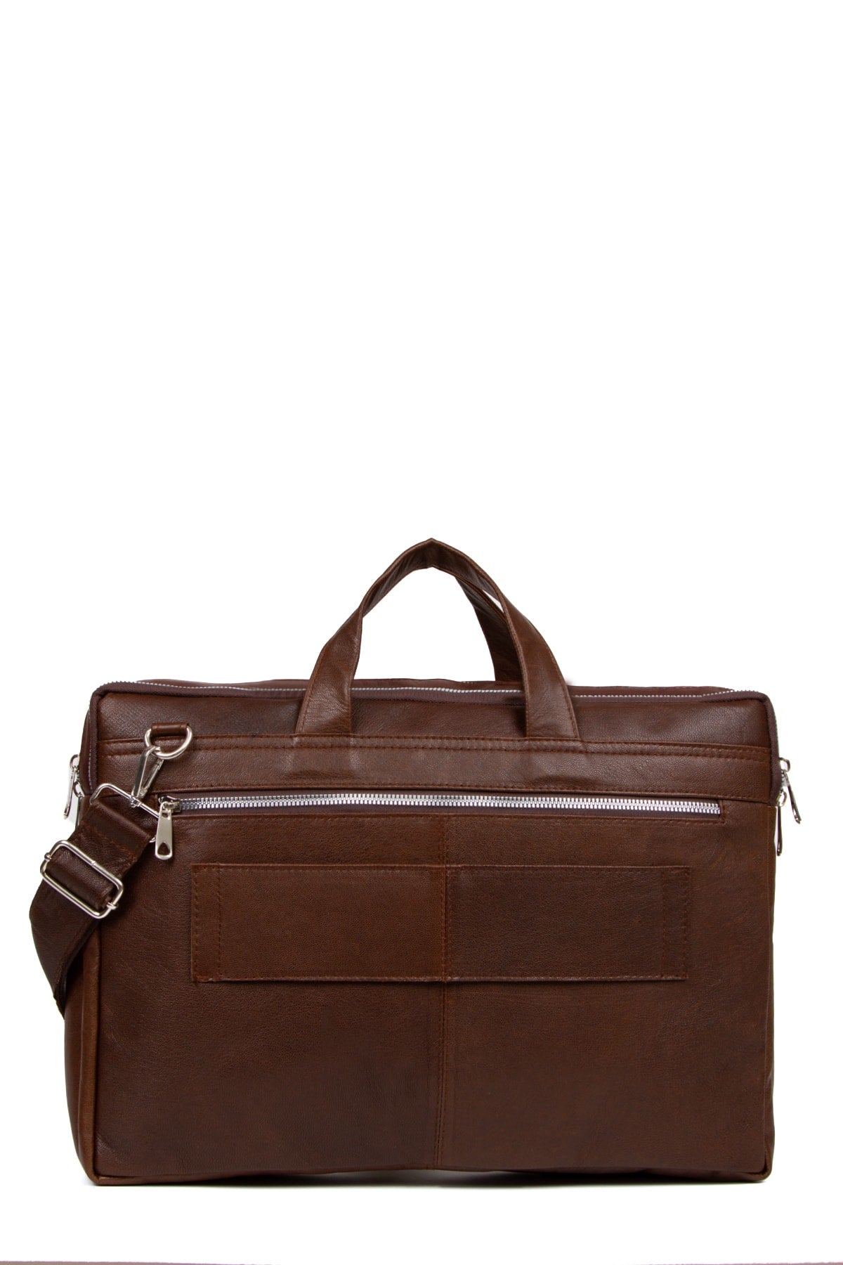 1st Class Genuine Leather Large Size Briefcase Laptop Bag Brown (W:38CM LENGTH:26CM)