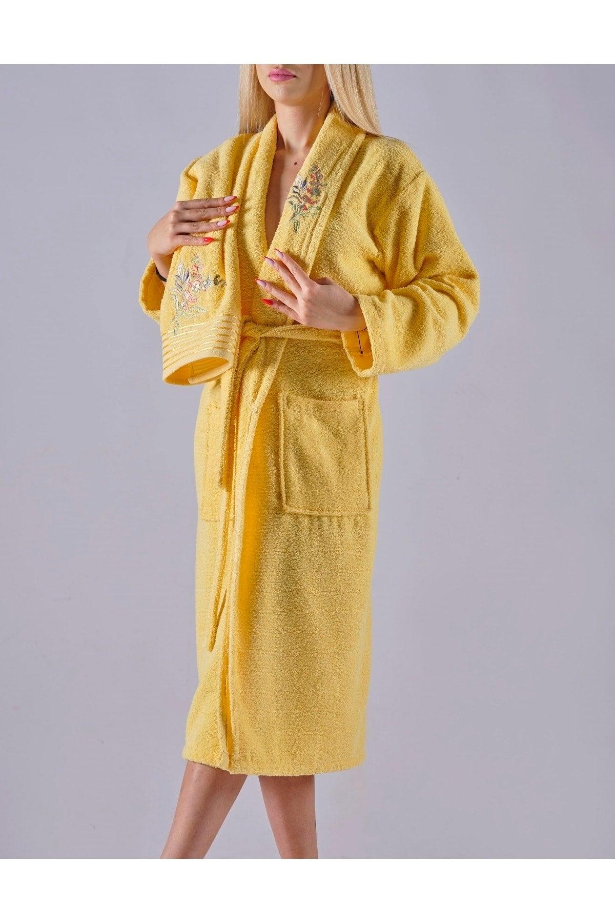 Alya Luxury Embroidered Cotton 2 Piece Bathrobe Set - Swordslife