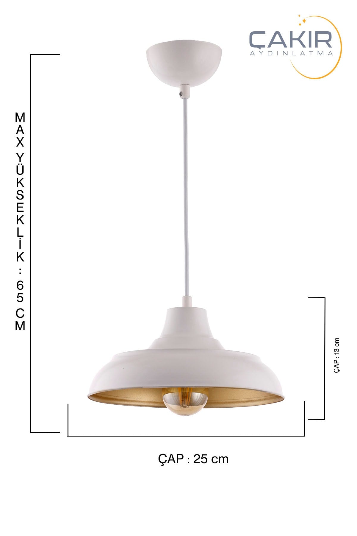 Fiyona Plaster White Gold Single Pendant Lamp Chandelier - Çakır Avize