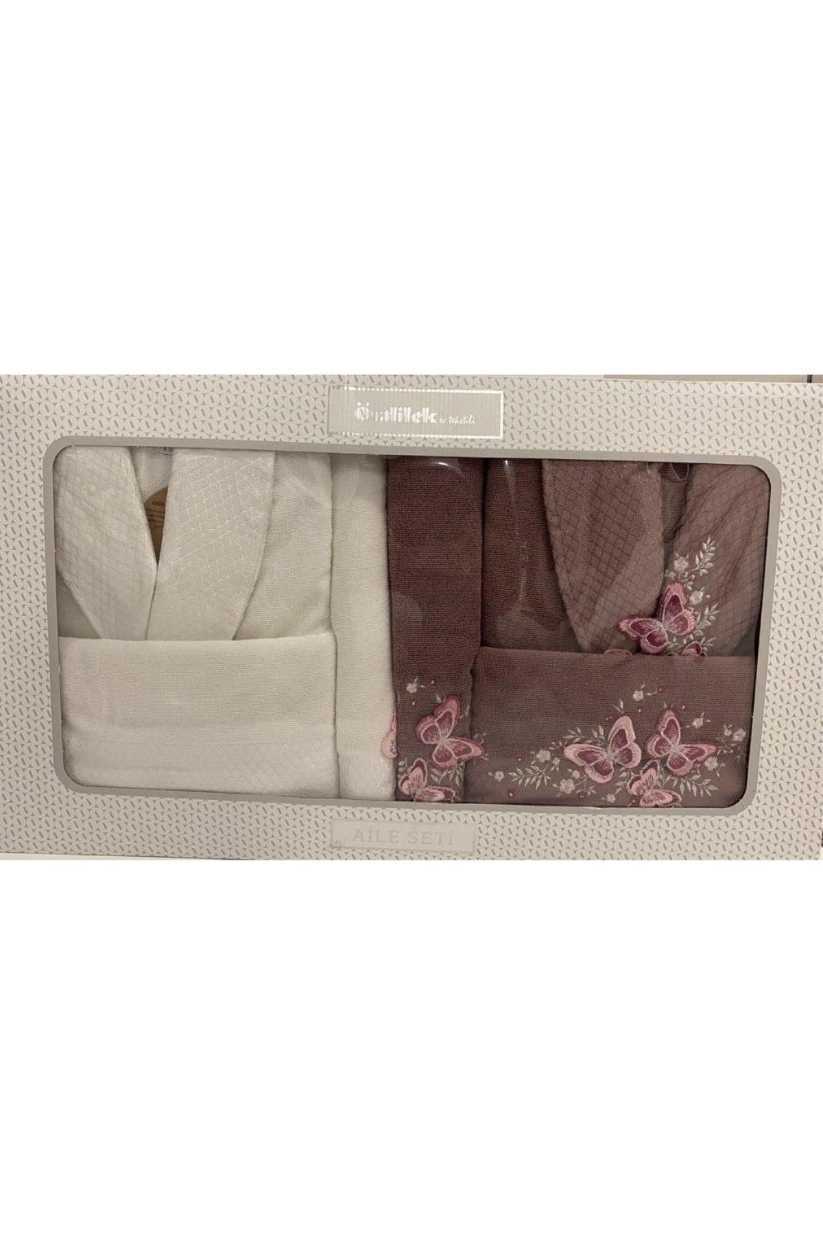 Mariposa Cream Plum Family Bathrobe Set - Swordslife