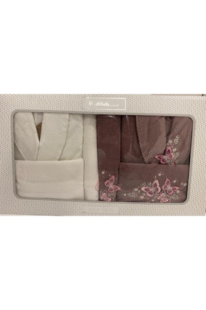 Mariposa Cream Plum Family Bathrobe Set - Swordslife