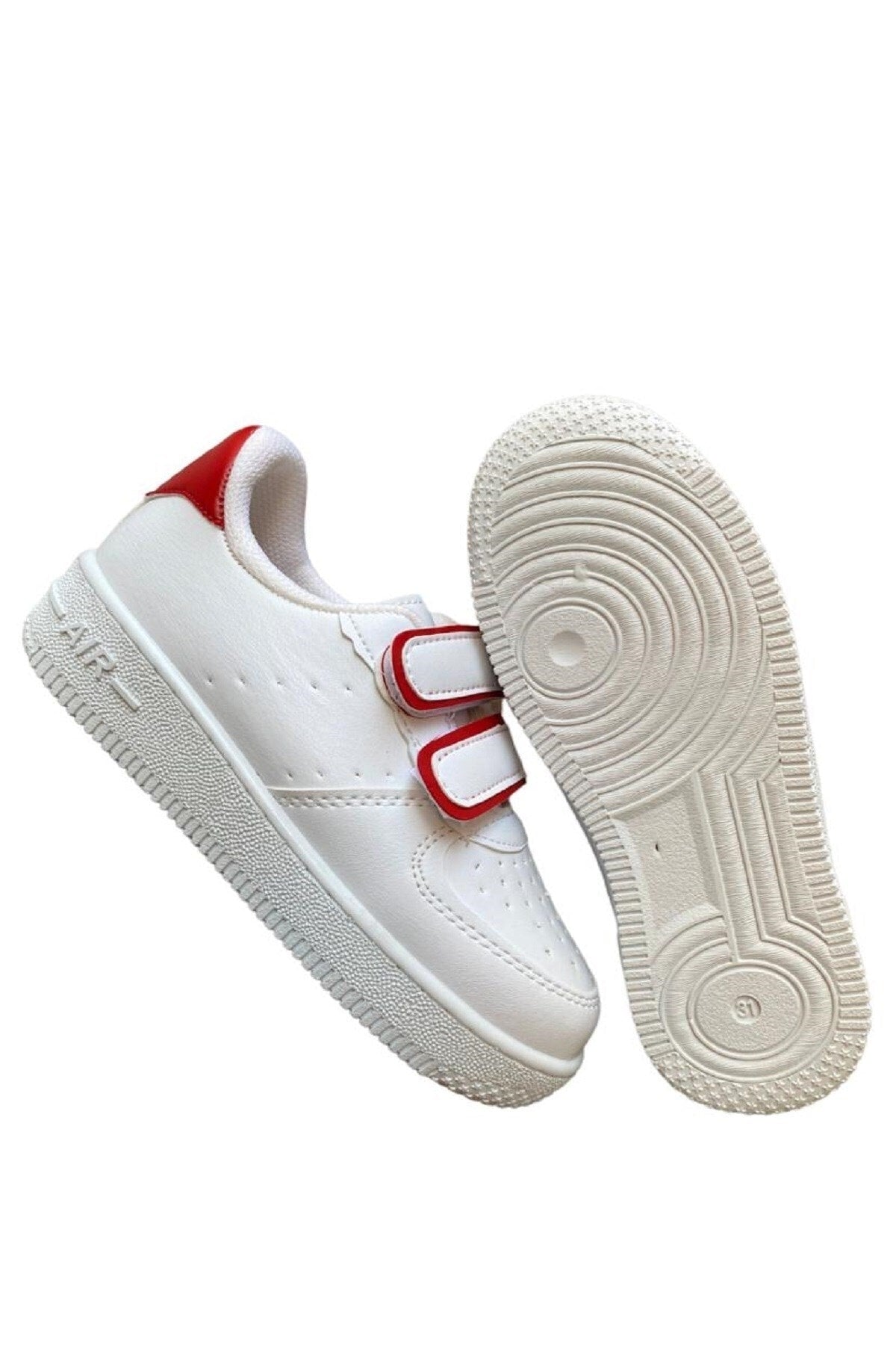 Unisex Girls Boys Velcro Sneakers Sneaker - White Red