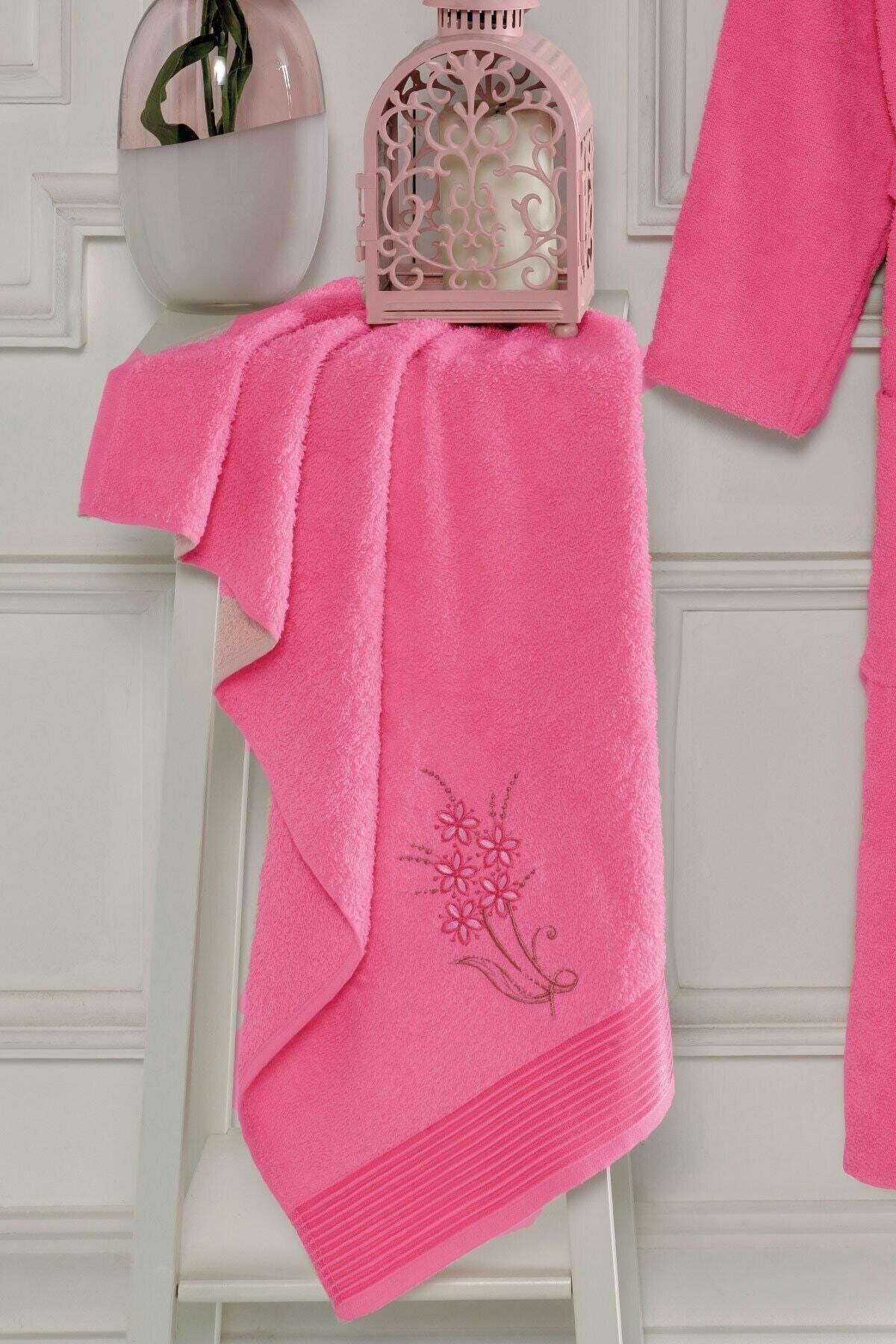 Women Men Pink Elmira Salyaka Cotton Towel Bath Robe Set - Swordslife