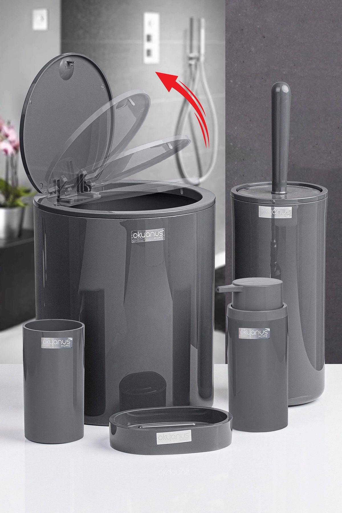 Anthracite Round 5 Pcs Bathroom Set - Swordslife