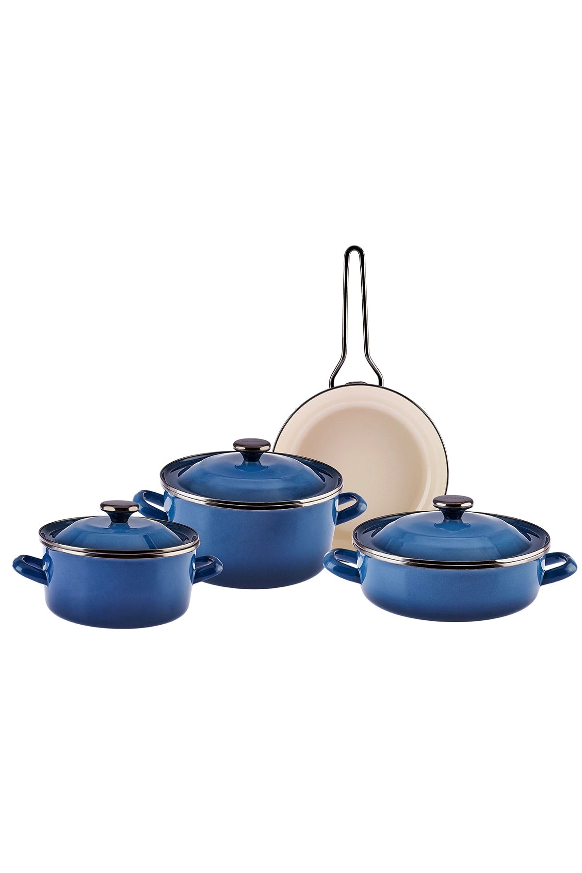 Pietra 7 Piece Enamel Cookware Set Navy Blue