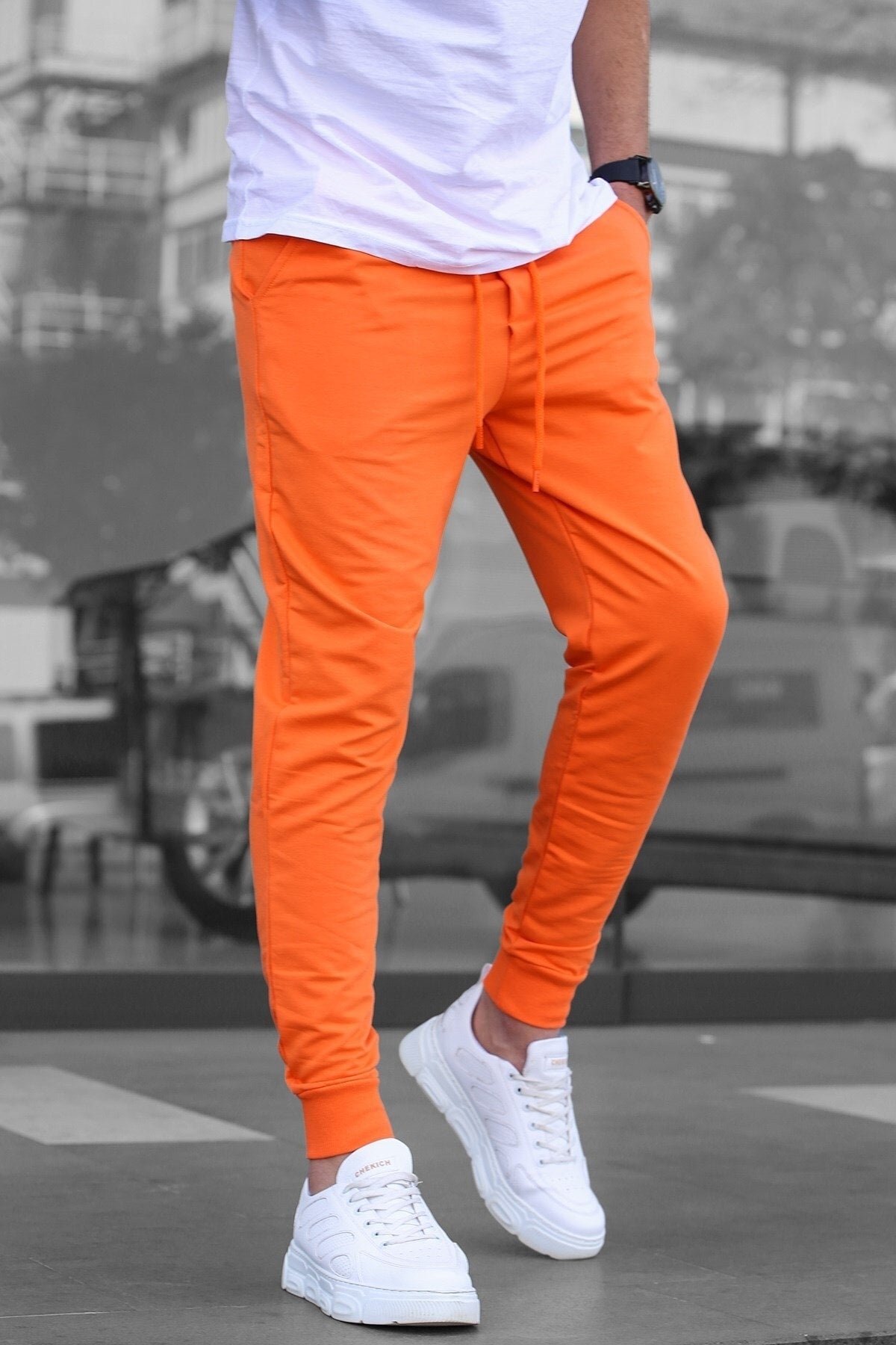 Men's Orange Elasticated Men's Tracksuit