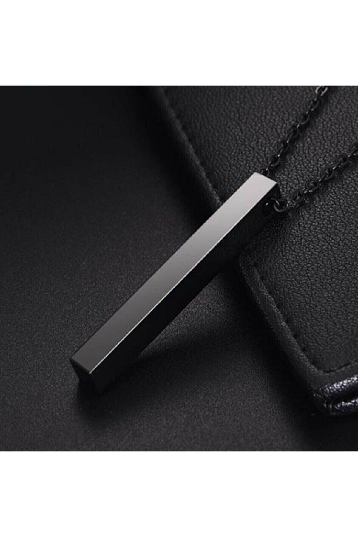 Murat Boz Necklace Men'S Rectangle Black Necklace 70Cm