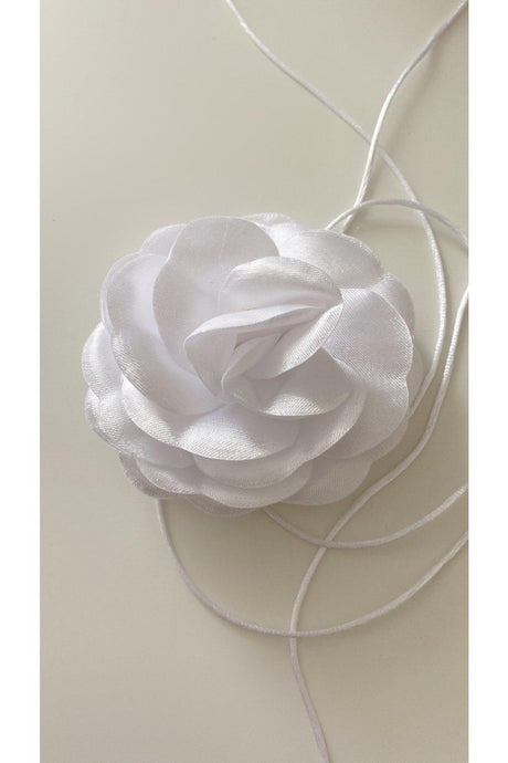 Lace-Up Fabric Flower Choker Necklace Rose Necklace - Swordslife