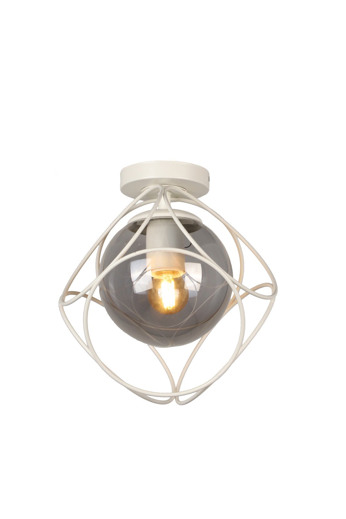 Suna Single White-smoked Glass Ceiling Mount Chandelier