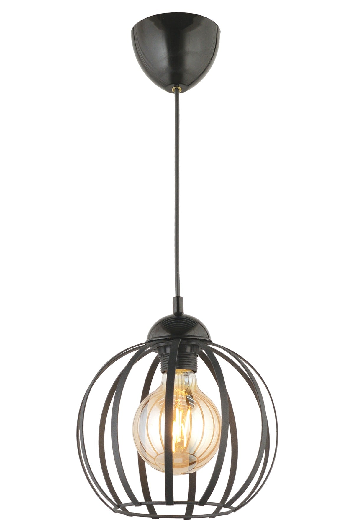 Mira Single Metal Chandelier-Black