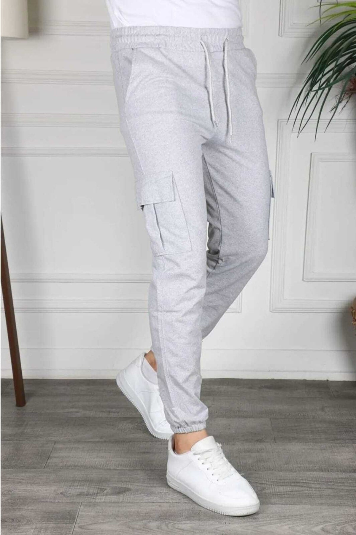 Gray Color Cargo Pocket Slim Fit Jogger Bottom Tracksuit Bfplus1