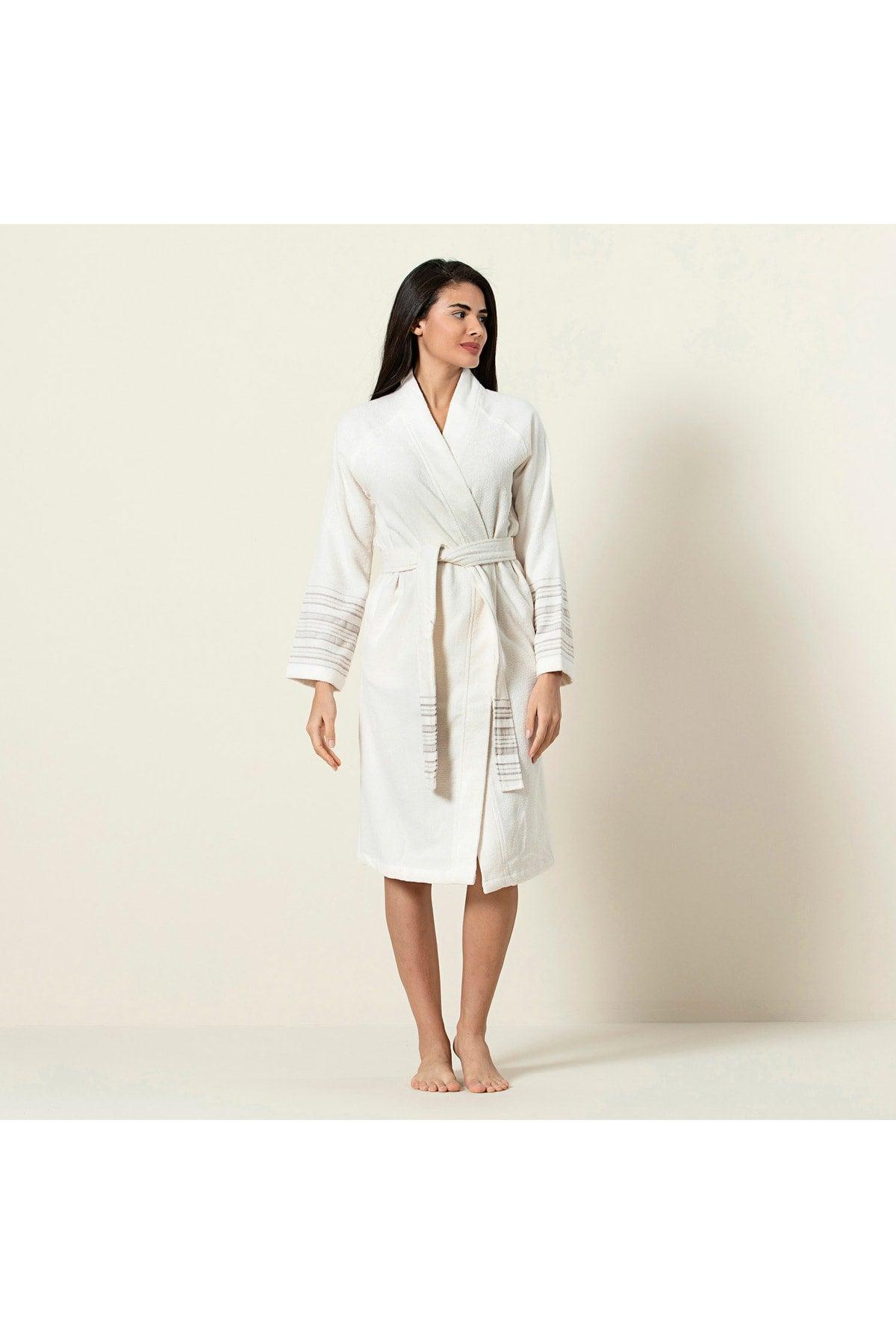 Deep Unisex Bathrobe Ecru/beige - Swordslife