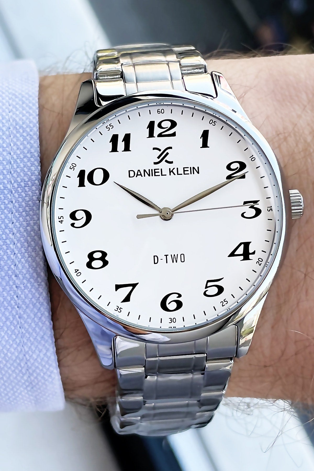 Men'S Wristwatch 3 Atm Waterproof Silver Color Steel Band + Wristband Dke2056C3