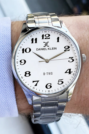 Men'S Wristwatch 3 Atm Waterproof Silver Color Steel Band + Wristband Dke2056C3