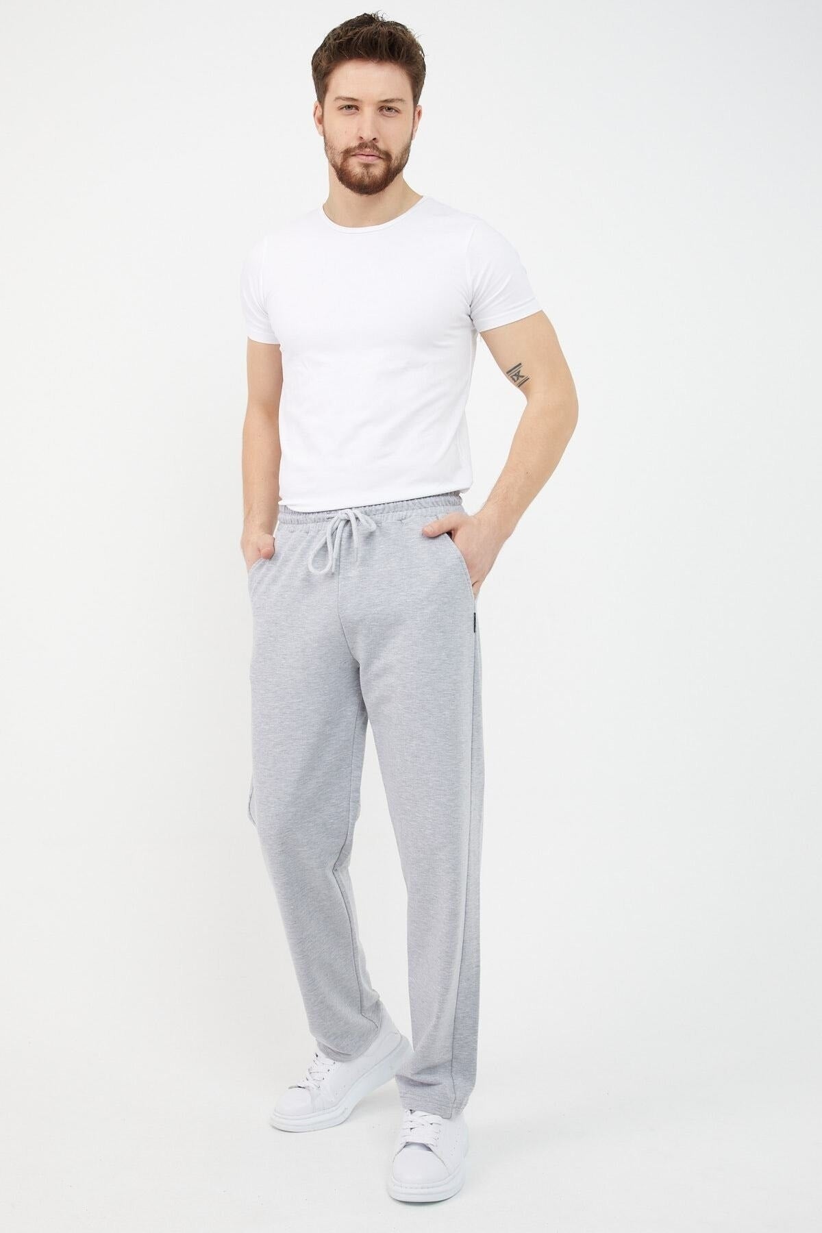 Men'S Metalic Gray Straight Leg Comfort Cut Sweatpants