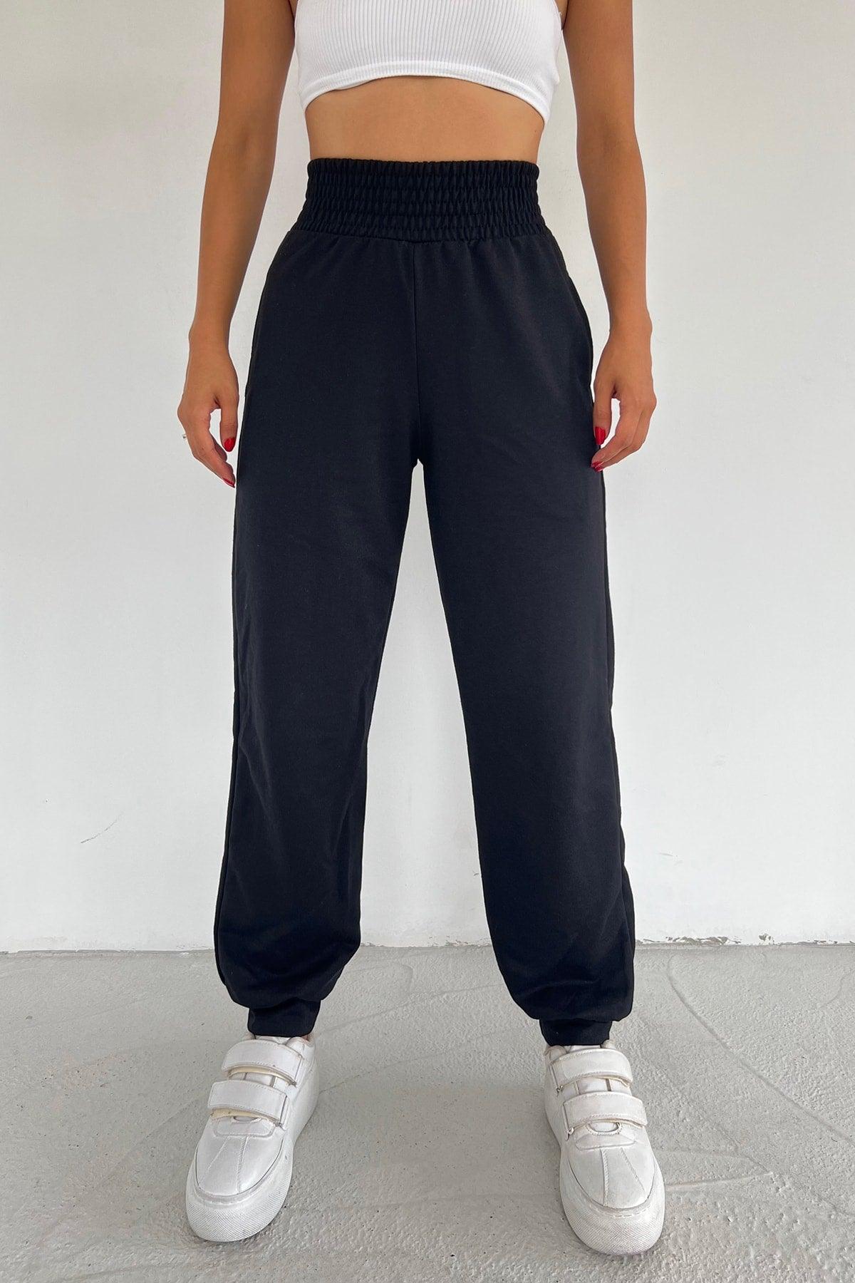 Women's Black Extra High Waist Belted Seasonal Jogger Sweatpants - Swordslife