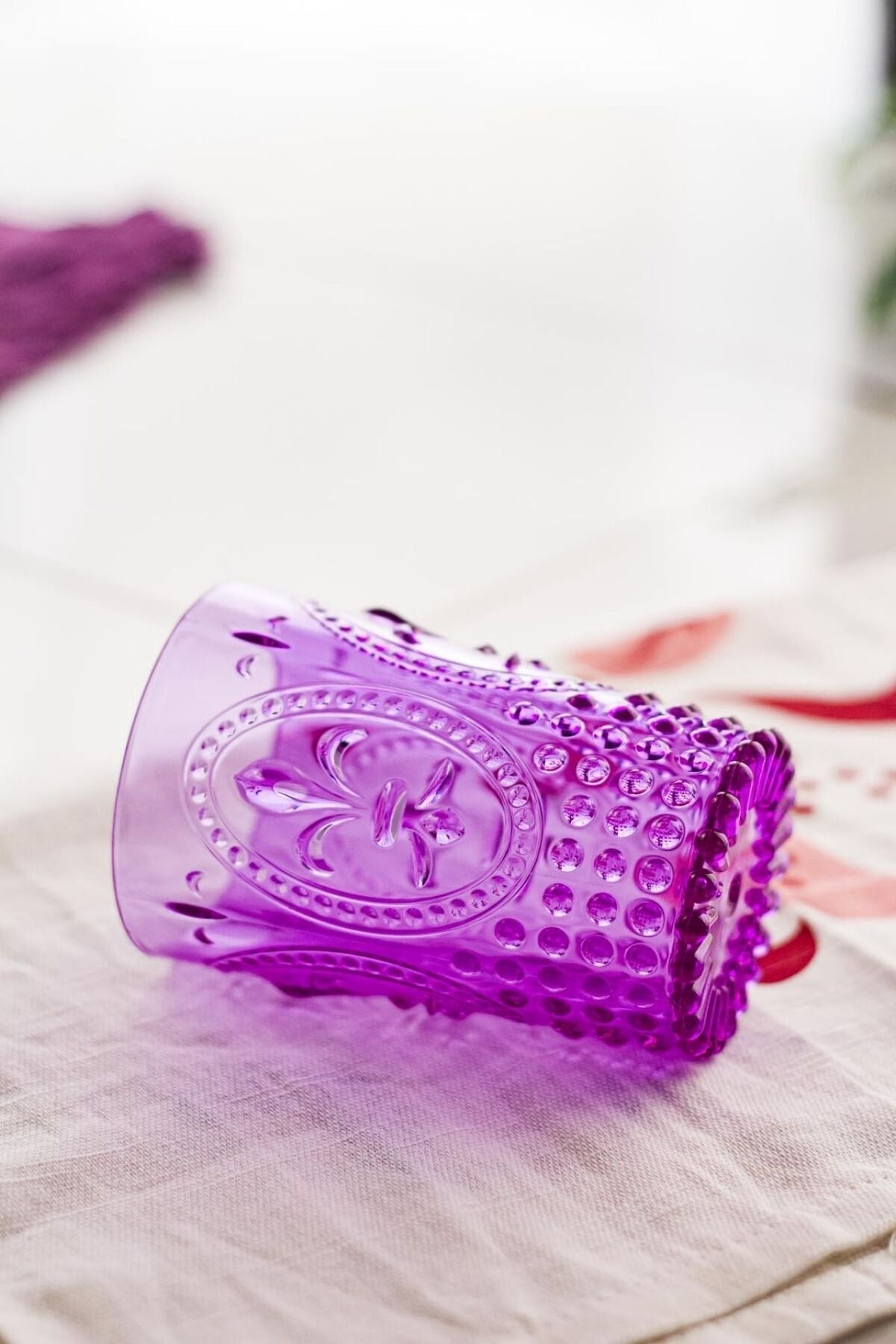 Acrylic Purple 6 Pcs Short Glasses & Water Soft Drink Coffee Side Glasses 400 Ml (Not Glass)
