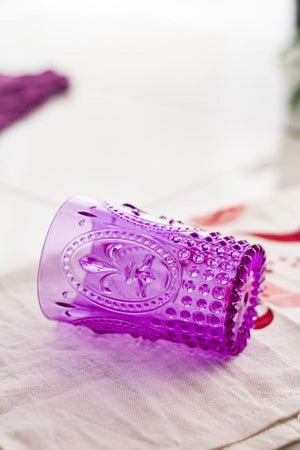 Acrylic Purple 6 Pcs Short Glasses & Water Soft Drink Coffee Side Glasses 400 Ml (Not Glass)