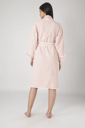 Women's Powder Collar Floral Embroidered Cotton Bathrobe - Swordslife