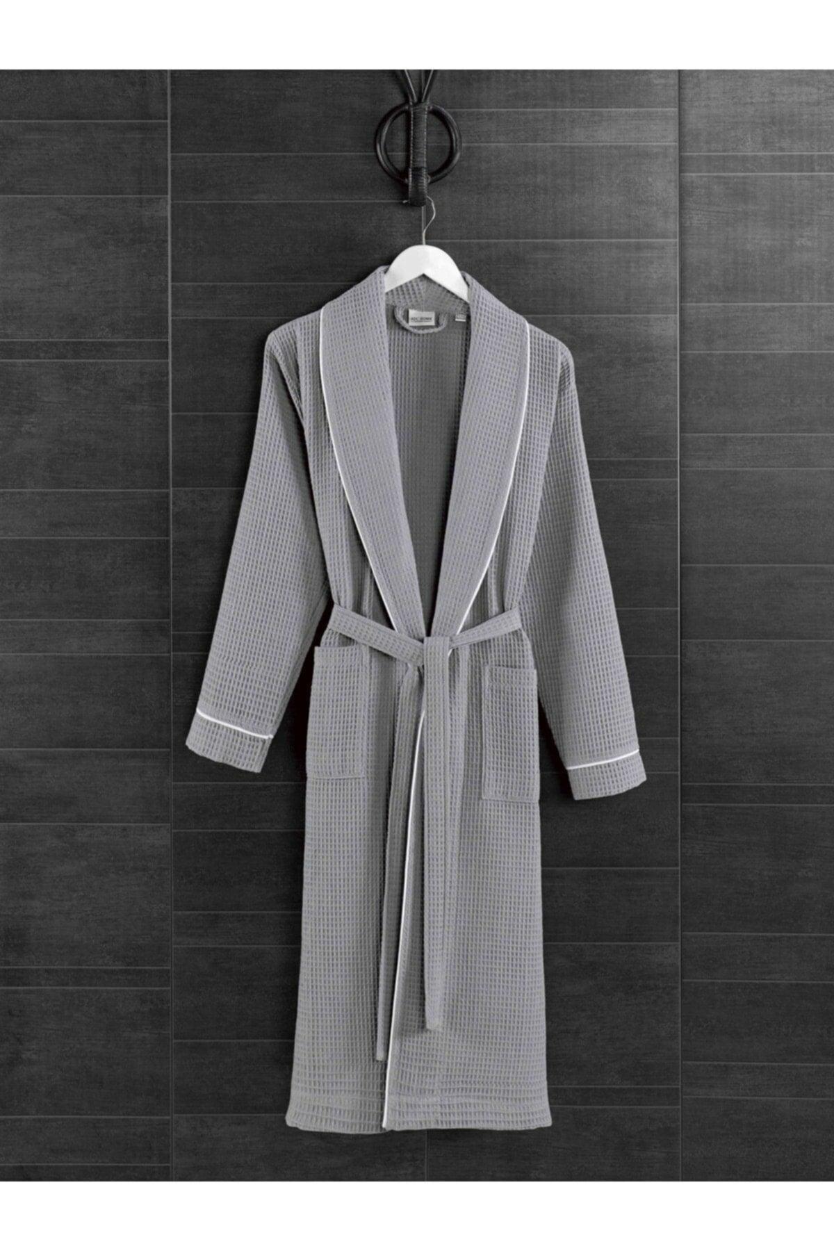 Unisex Soho Pique Bathrobe Gray - Swordslife