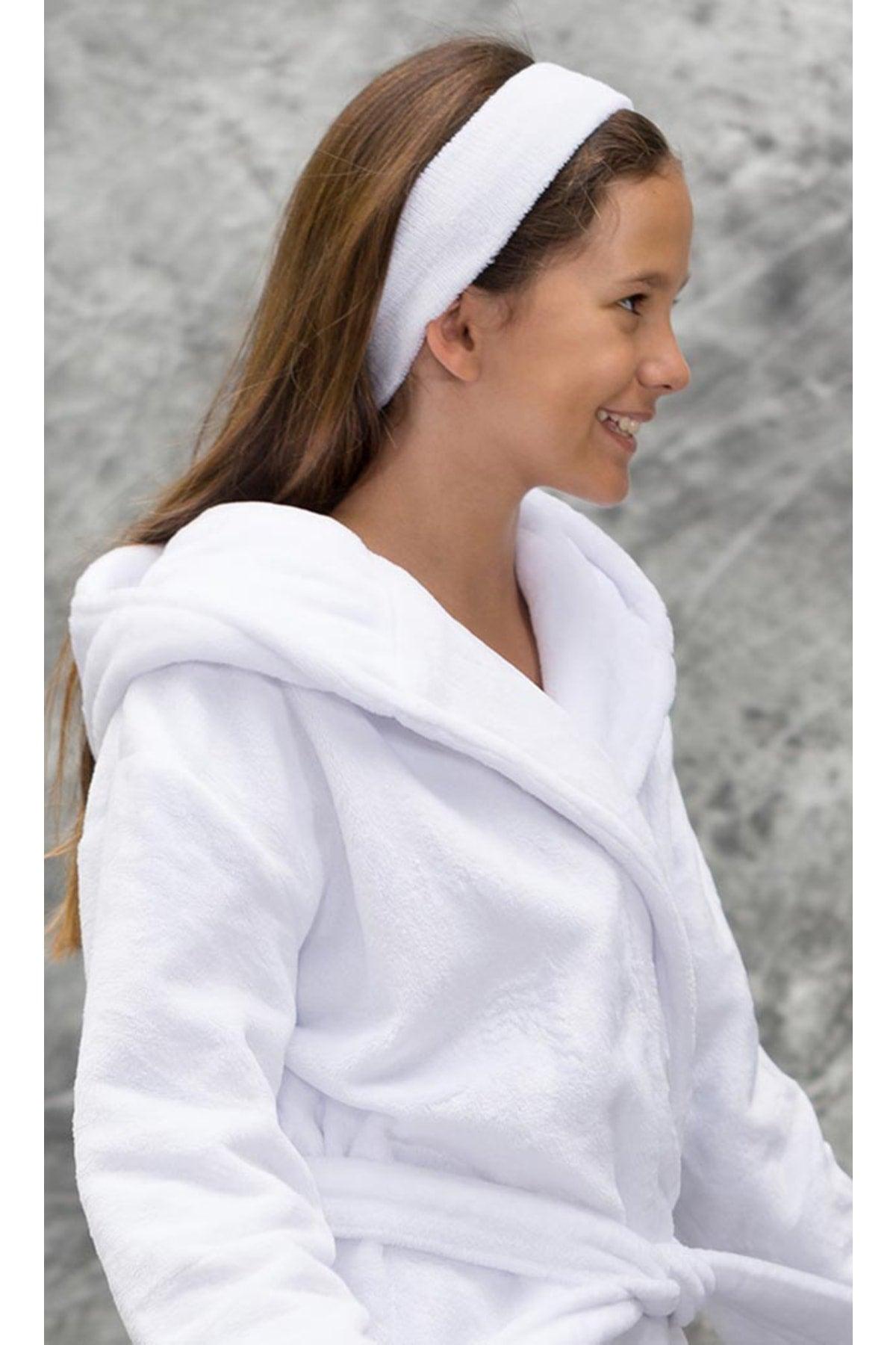 Unisex Junior White Cotton Bathrobe - Swordslife