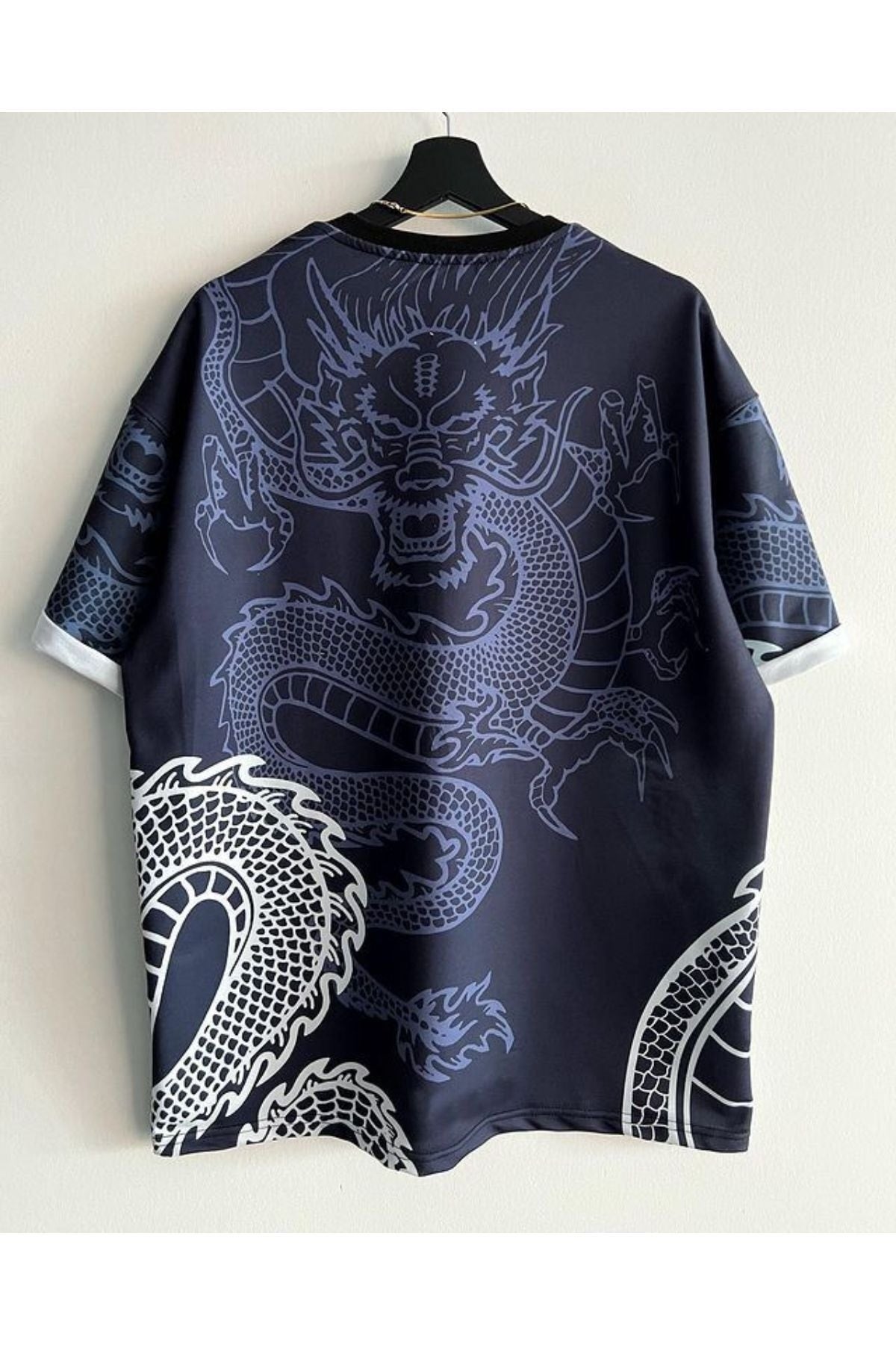 Black Sokak Men'S Navy Blue Emirates Fly Better Oversize Crew Neck Tshirt