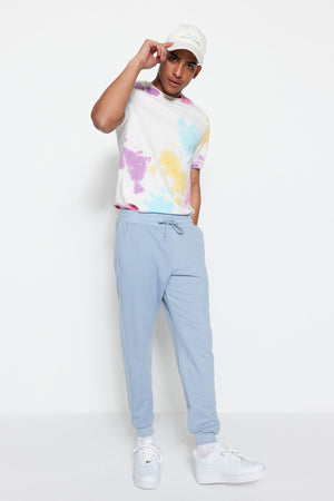 Blue Men'S Basic Regular/Normal Fit Elastic Jogger Sweatpants Tmnss20Ea0053