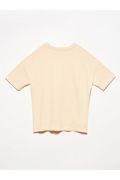 Women's Beige Basic T-shirt 3683 - Swordslife