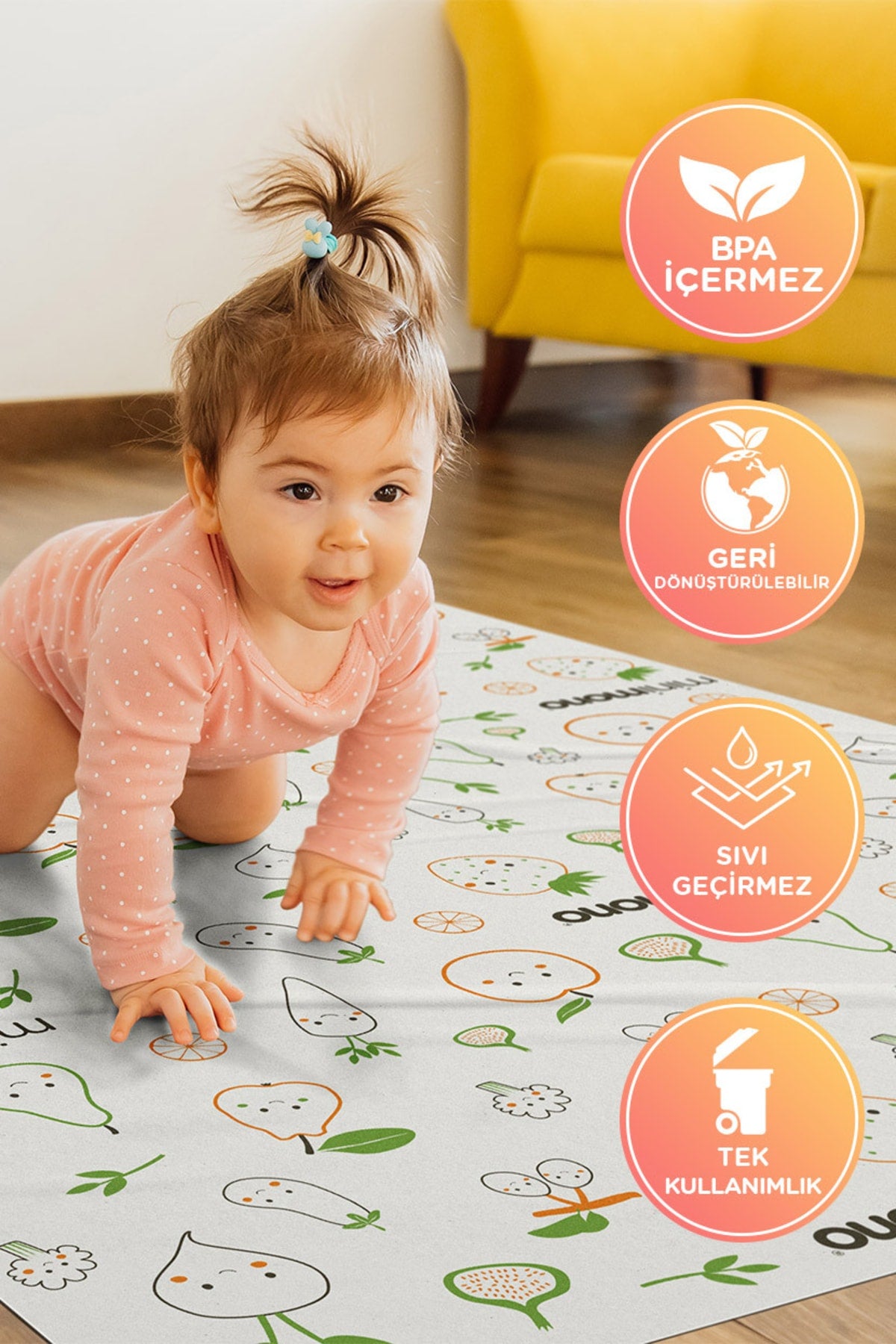 Highchair Under And Activity Supplementary Food Cover | 3-Pack 30 Pieces | Use Discard | Fruits And Vegetables