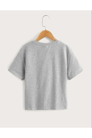 Kids Unisex Oversize Gray Barbie Printed T-Shirt