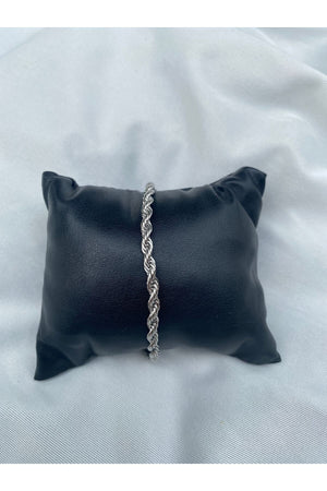 Men'S Silver Gray Twist Chain Steel Bracelet