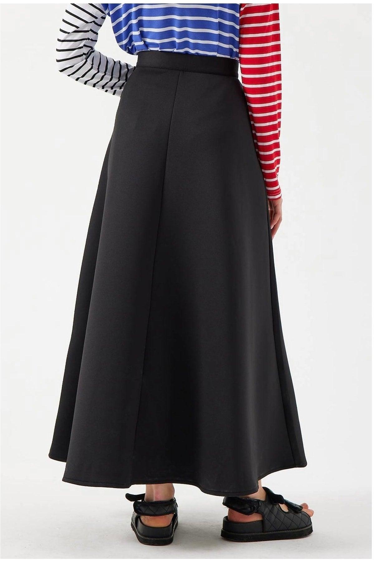 Black Scuba Flared Skirt - Swordslife