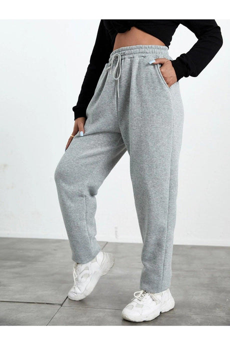 Jogger Sweatpants - Grey, Elastic Leg, High Waist, Summer - Swordslife