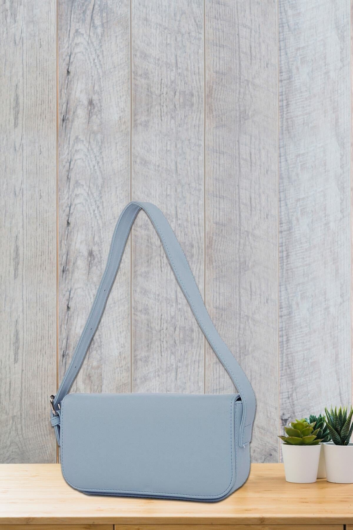 Women'S Bebe Blue Cover Baguette Bag