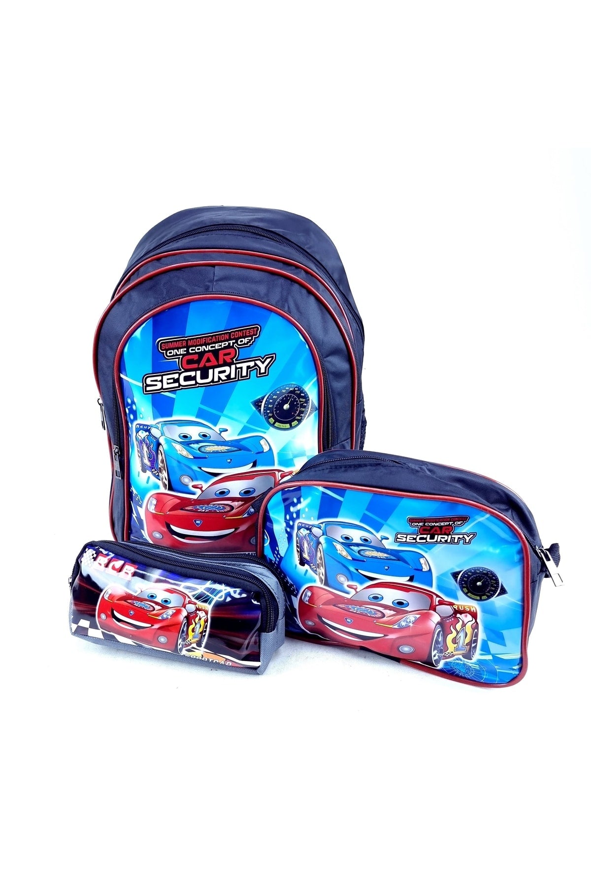 Boy Picture Primary School Kindergarten Student School Bag Lunch Box And Pencil Holder With Gift