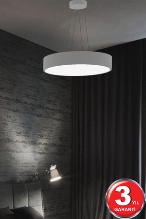 Drum 40Cm ( Gray Case, White Light ) Modern Led Chandelier With Led, Living Room, Kitchen, Living Bedroom, Pendant Lamp