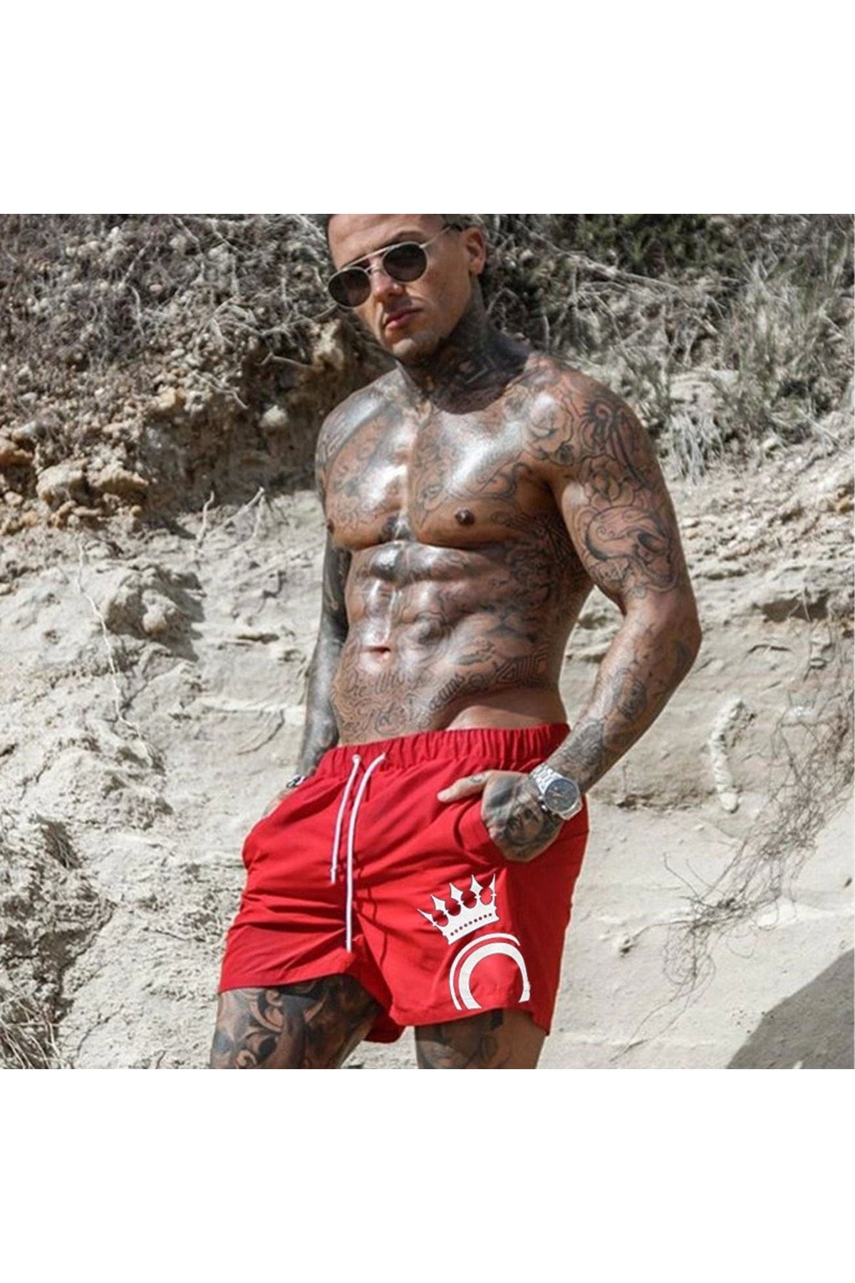 Men'S Printed Standard Size Marine Shorts