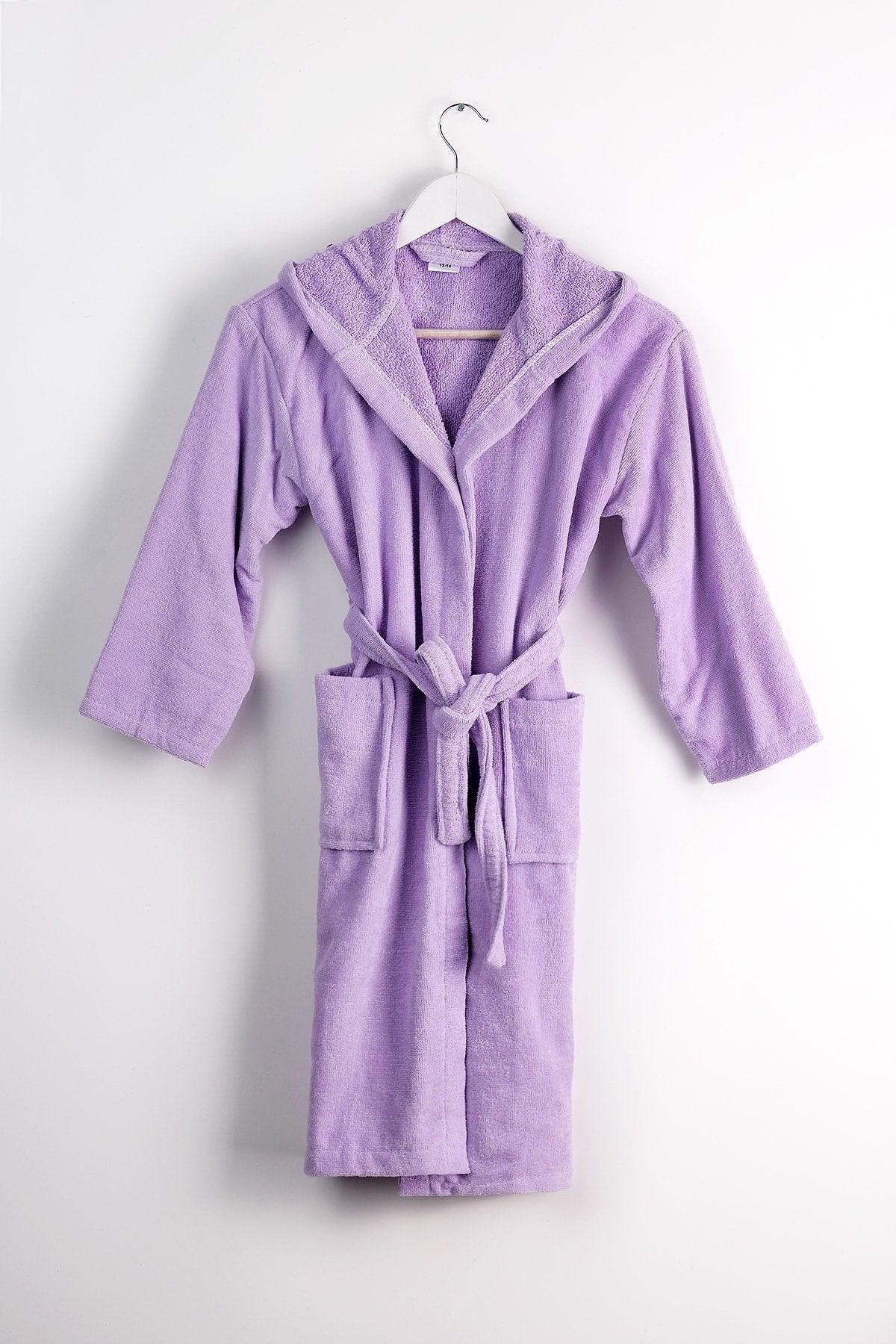 100% Cotton Hooded Velvet Lilac Teen Robe / Waitress Size - Swordslife