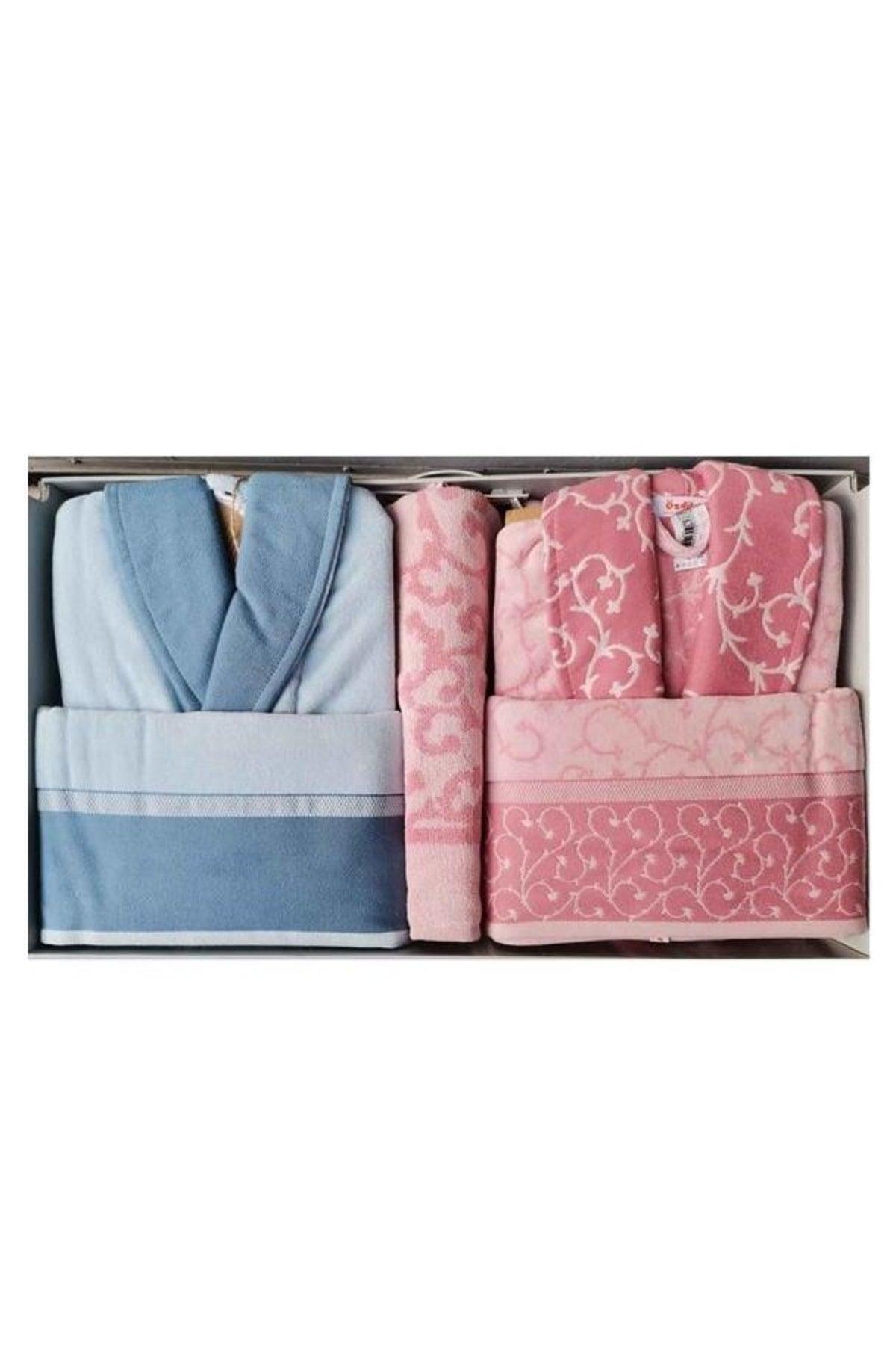 Bathrobe Set Jalen Happy Set Family Set 5 Pieces Blue-pink - Swordslife