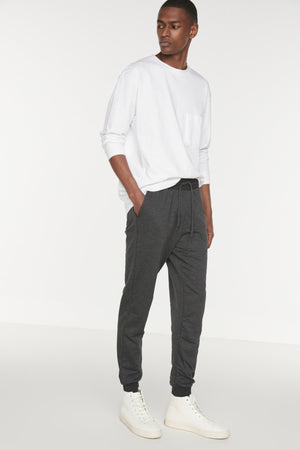 Anthracite Men'S Basic Regular/Normal Cut Elastic Jogger Sweatpants Tmnss20Ea0053
