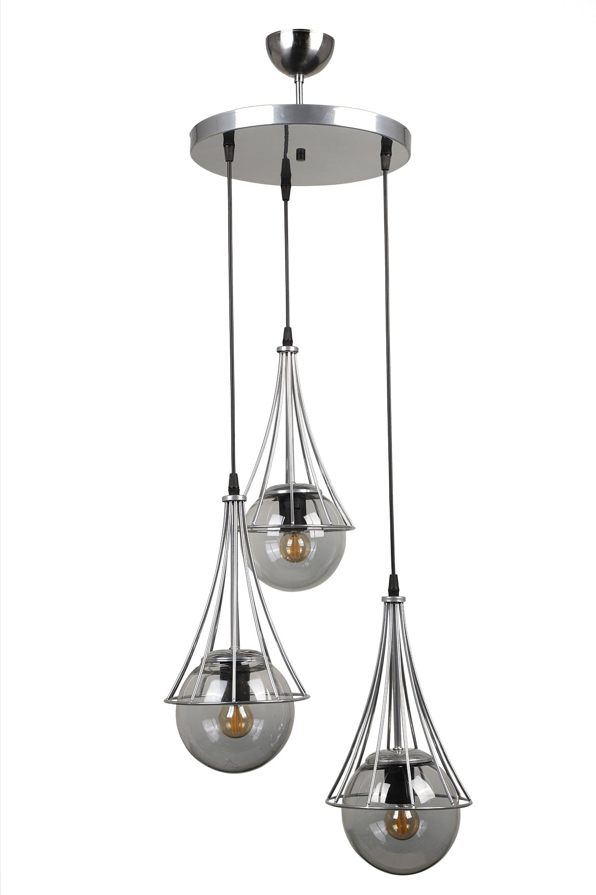 Lapis 3Rd Chandelier Chrome-Smoked Glop Glass