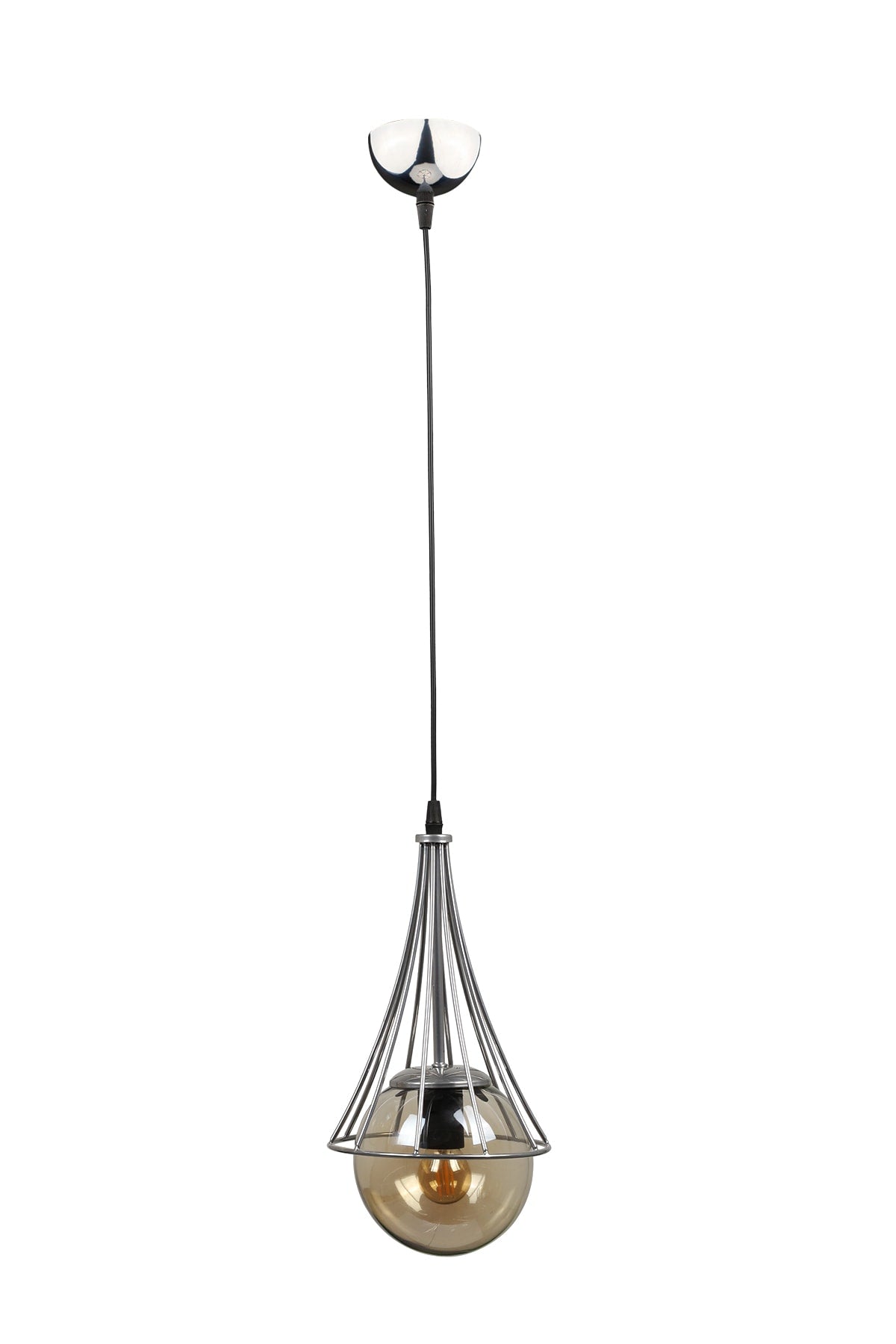 Lapis Single Chandelier Chrome-Honey Glop Glass