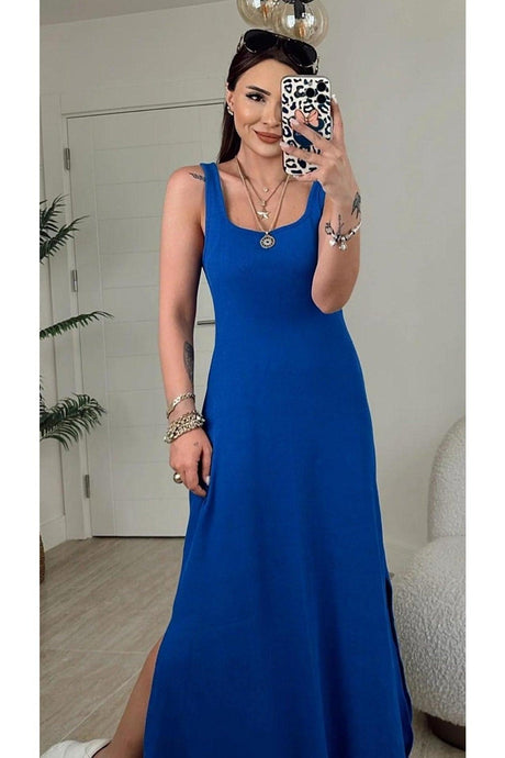 Thick Strap Slit Basic Dress - Swordslife