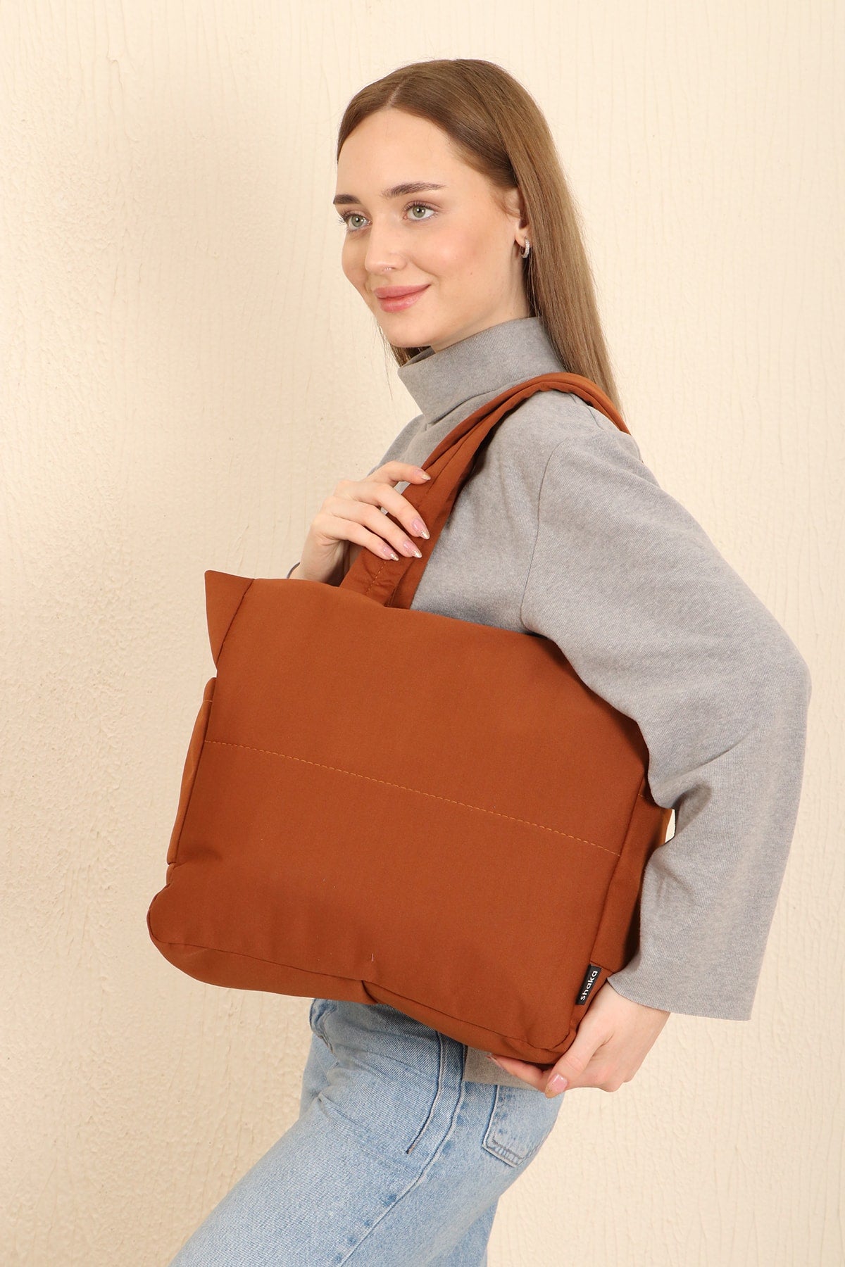 Tile U25 3 Compartment Side 2 Pocket Detailed Zipper Closure Canvas Women's Arm And Shoulder Bag B:35 E:35