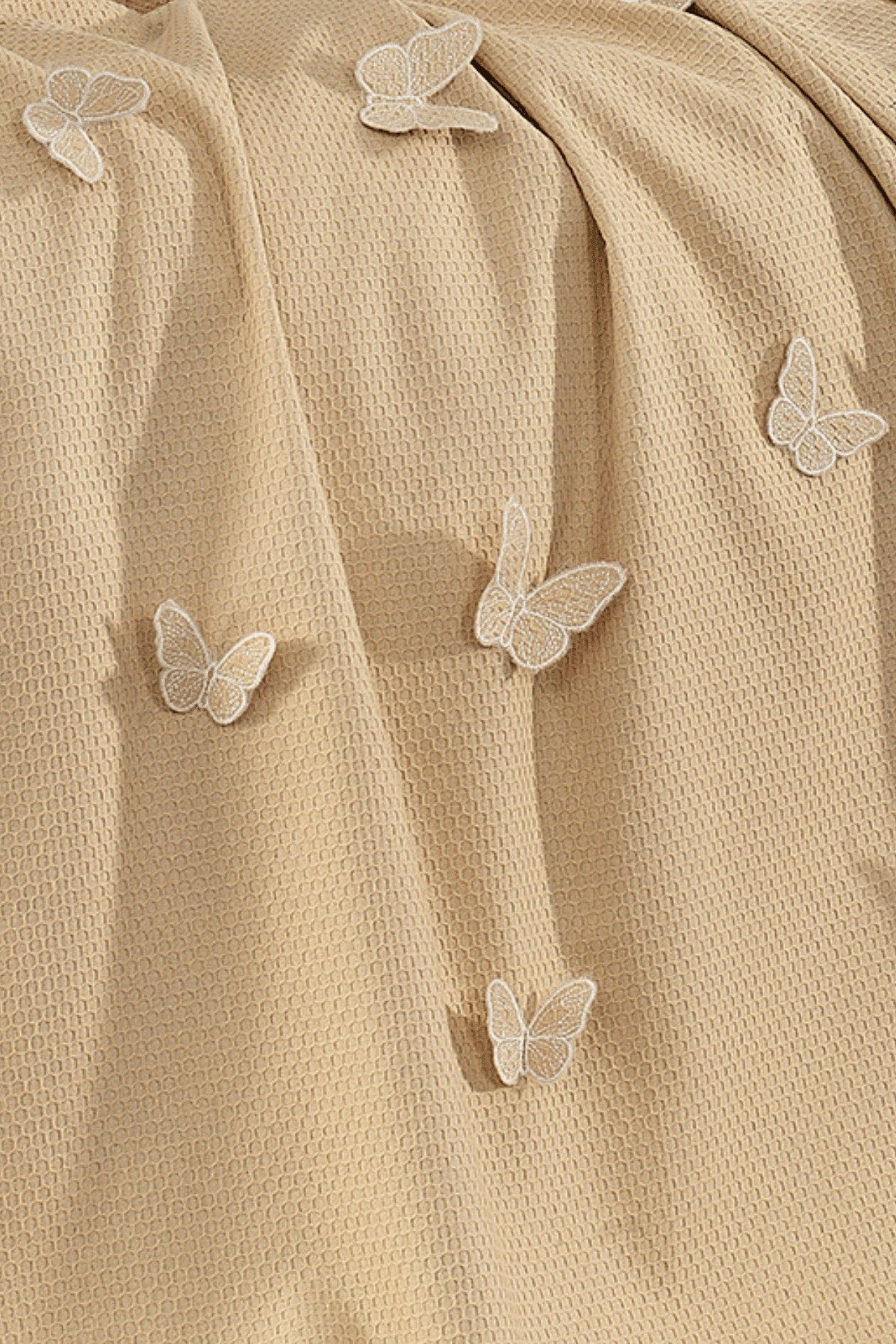 5 Pieces 100% Cotton 3D Butterfly Pattern Baby Duvet Cover Set Beige