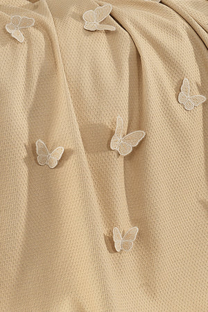 5 Pieces 100% Cotton 3D Butterfly Pattern Baby Duvet Cover Set Beige